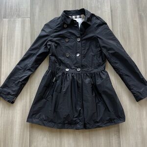 BURBERRY children’s/women’s black nylon peplum rain jacket